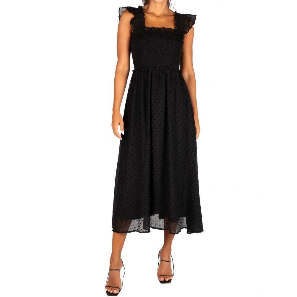 NEW SINCERELY OURS heart organza midi dress in black